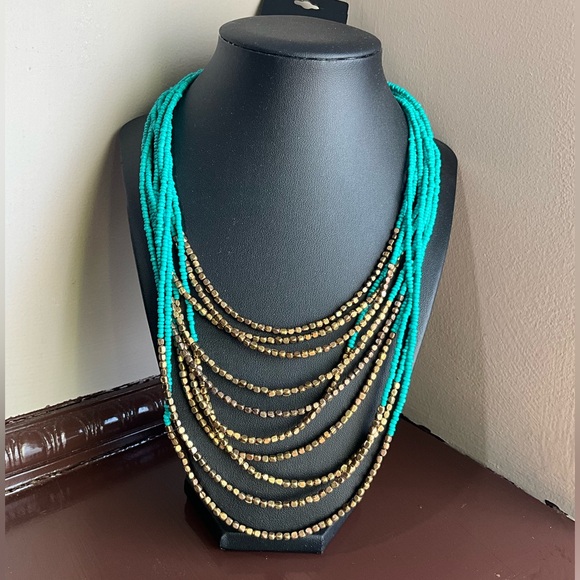 Forever 21 Jewelry - Forever 21 Turquoise and Gold Beaded Necklace